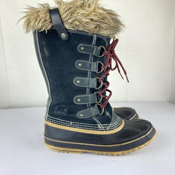 Sorel Joan Arctic Womens Sz 7 Black Suede Leather Tall Winter Snow Boots - Picture 8 of 14